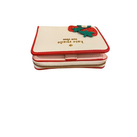 Kate Spade 3D Strawberry Dreams Small Zip Around Bifold Wallet Cream Multi - Picture 4 of 6